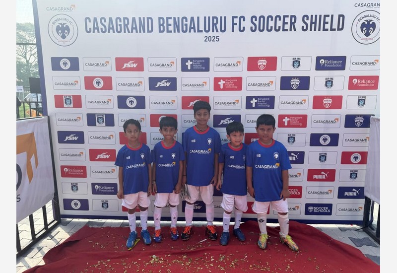 Goal Driven! Under-8 boys' team from KLES' emerged as runners-up in the Casagrand Bengaluru FC Soccer Shield 2025 